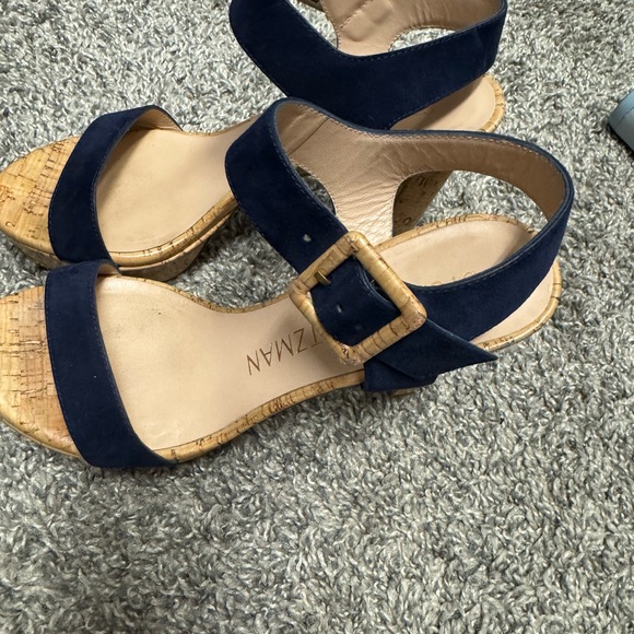 Navy and cork Stuart Weitzman platform sandals size 6. - Picture 2 of 6